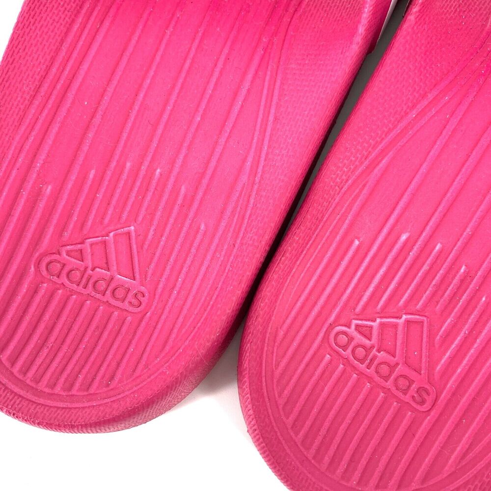 Adidas Adilette Slides Slip-on Youth Size 5 Pink White - Picture 7 of 8